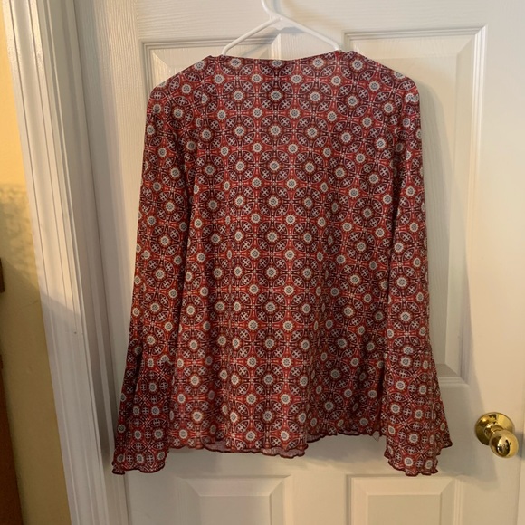 Beautiful Ruffled Red Ladies Blouse - Picture 7 of 8